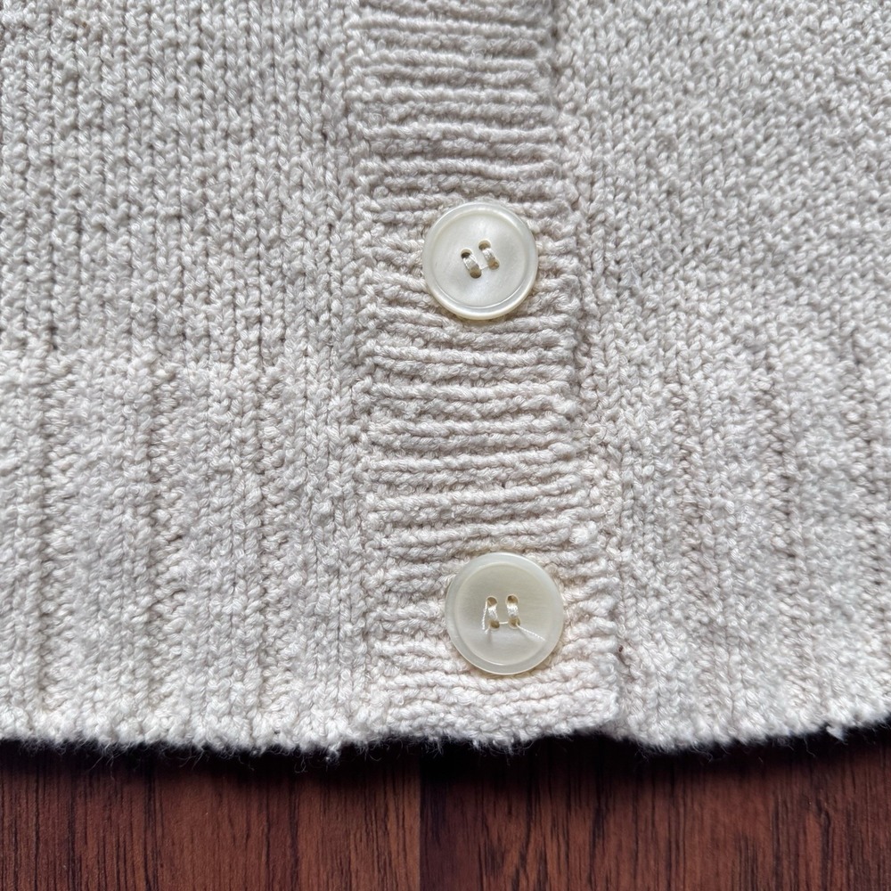 J. Crew Marina Crew Neck Cardigan Sweater Cream Textured Knit Sz M Clean Girl - Picture 9 of 16
